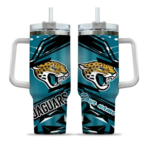 personalized jacksonville jaguars abstract paths teal curved tumbler best selling.webp