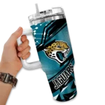 personalized jacksonville jaguars abstract paths teal curved tumbler best selling.webp