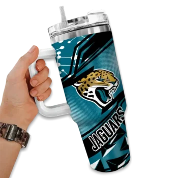 personalized jacksonville jaguars abstract paths teal curved tumbler fashion forward.webp
