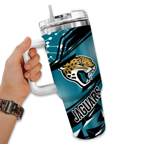 personalized jacksonville jaguars abstract paths teal curved tumbler fashion forward.webp