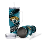 personalized jacksonville jaguars abstract paths teal curved tumbler best selling.webp