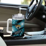 personalized jacksonville jaguars abstract paths teal curved tumbler best selling.webp