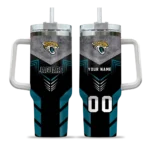 personalized jacksonville jaguars arrow armor teal black curved tumbler best selling.webp
