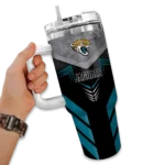 personalized jacksonville jaguars arrow armor teal black curved tumbler best selling.webp