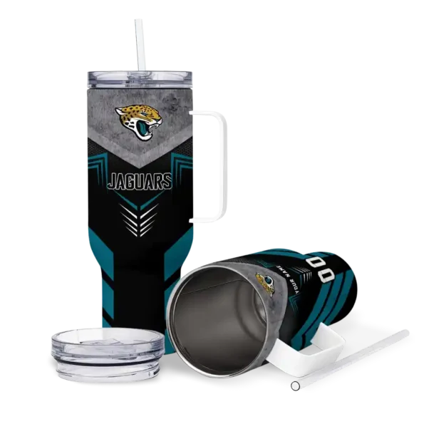 personalized jacksonville jaguars arrow armor teal black curved tumbler high quality.webp