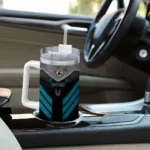 personalized jacksonville jaguars arrow armor teal black curved tumbler best selling.webp