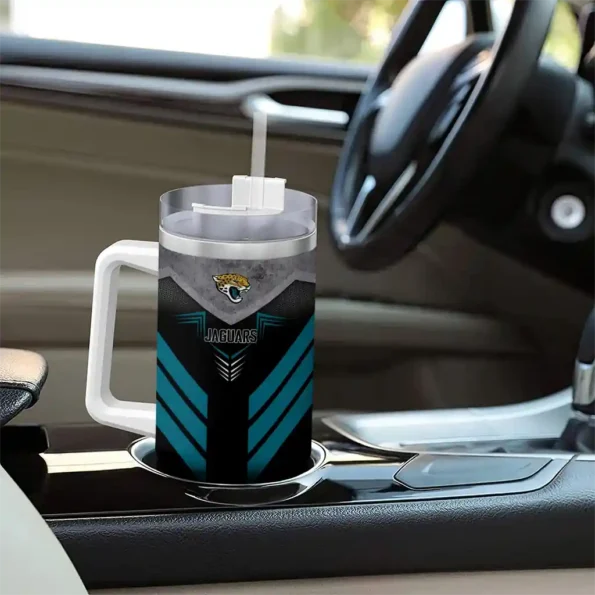 personalized jacksonville jaguars arrow armor teal black curved tumbler trendy.webp