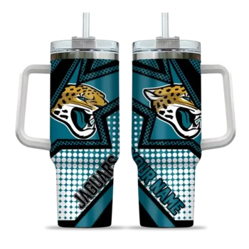 personalized jacksonville jaguars arrow burst teal curved tumbler best selling.webp