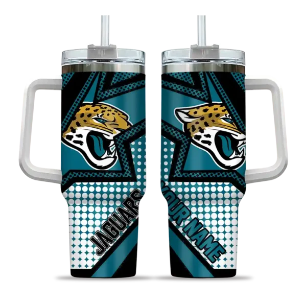 personalized jacksonville jaguars arrow burst teal curved tumbler best selling.webp