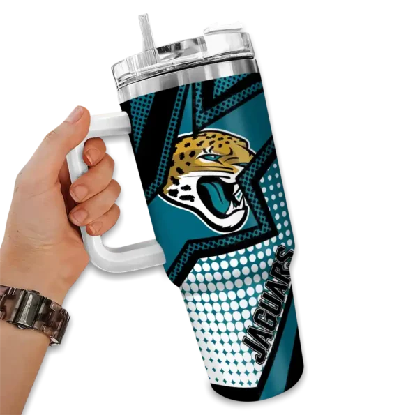 personalized jacksonville jaguars arrow burst teal curved tumbler fashion forward.webp