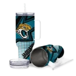 personalized jacksonville jaguars arrow burst teal curved tumbler best selling.webp