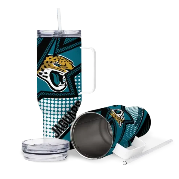personalized jacksonville jaguars arrow burst teal curved tumbler high quality.webp