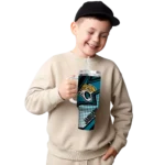 personalized jacksonville jaguars arrow burst teal curved tumbler best selling.webp