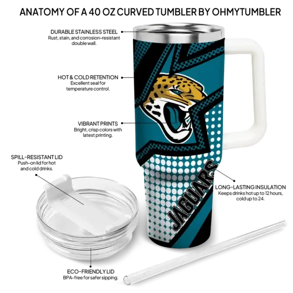 personalized jacksonville jaguars arrow burst teal curved tumbler new arrival.webp