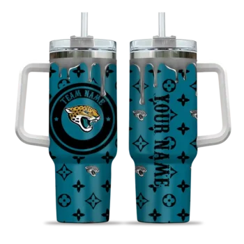 personalized jacksonville jaguars bullseye drips teal curved tumbler best selling.webp