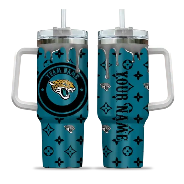 personalized jacksonville jaguars bullseye drips teal curved tumbler best selling.webp