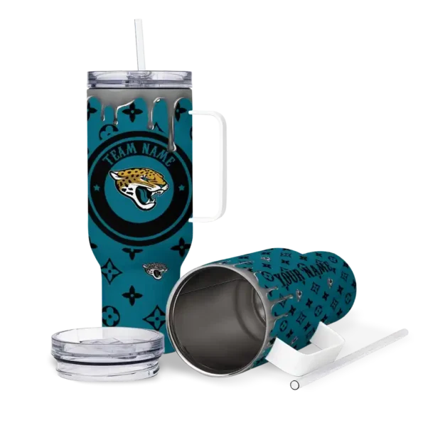 personalized jacksonville jaguars bullseye drips teal curved tumbler high quality.webp