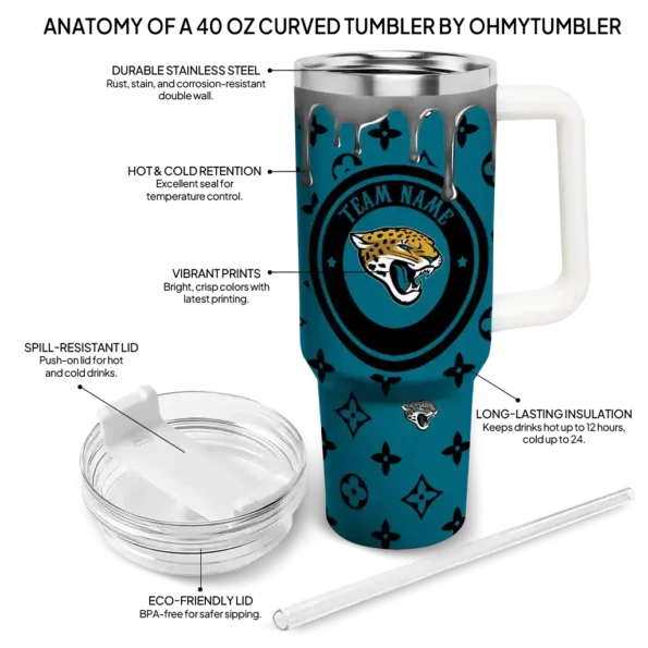 personalized jacksonville jaguars bullseye drips teal curved tumbler new arrival.webp