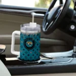 personalized jacksonville jaguars bullseye drips teal curved tumbler best selling.webp