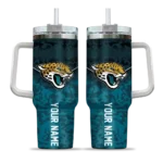 personalized jacksonville jaguars chevron stripe teal curved tumbler best selling.webp