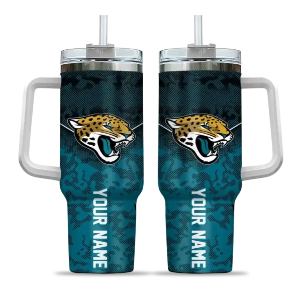 personalized jacksonville jaguars chevron stripe teal curved tumbler best selling.webp