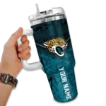 personalized jacksonville jaguars chevron stripe teal curved tumbler best selling.webp