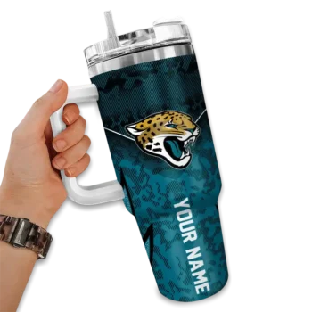 personalized jacksonville jaguars chevron stripe teal curved tumbler fashion forward.webp