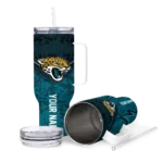 personalized jacksonville jaguars chevron stripe teal curved tumbler best selling.webp