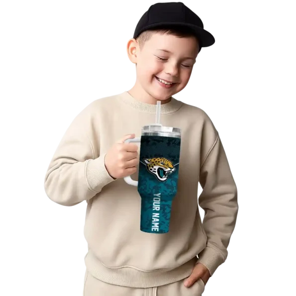 personalized jacksonville jaguars chevron stripe teal curved tumbler latest model.webp