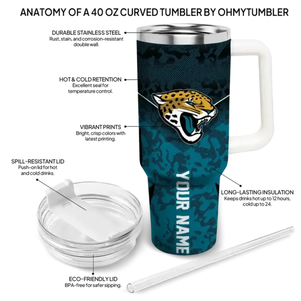personalized jacksonville jaguars chevron stripe teal curved tumbler new arrival.webp