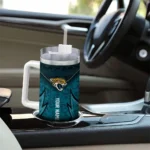 personalized jacksonville jaguars chevron stripe teal curved tumbler best selling.webp