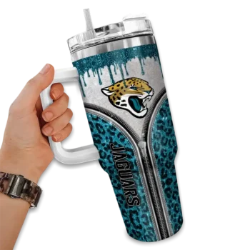 personalized jacksonville jaguars leopard zipper teal curved tumbler fashion forward.webp