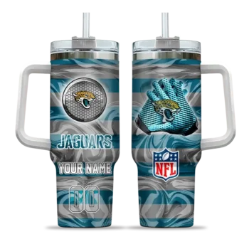 personalized jacksonville jaguars marbled stripes teal curved tumbler best selling.webp