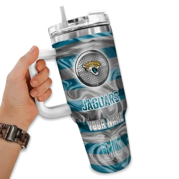 personalized jacksonville jaguars marbled stripes teal curved tumbler fashion forward.webp