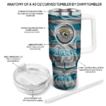 personalized jacksonville jaguars marbled stripes teal curved tumbler best selling.webp