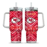 personalized kansas city chiefs bold diamonds red curved tumbler best selling.webp
