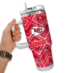 personalized kansas city chiefs bold diamonds red curved tumbler best selling.webp
