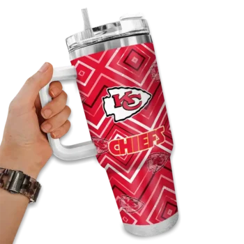 personalized kansas city chiefs bold diamonds red curved tumbler fashion forward.webp
