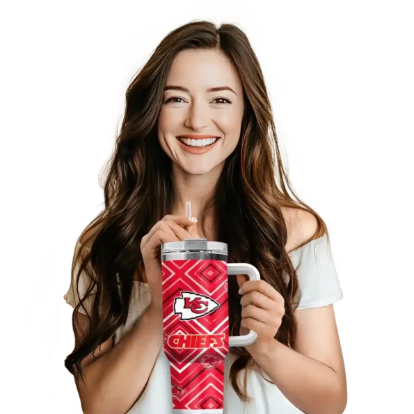 personalized kansas city chiefs bold diamonds red curved tumbler premium grade.webp
