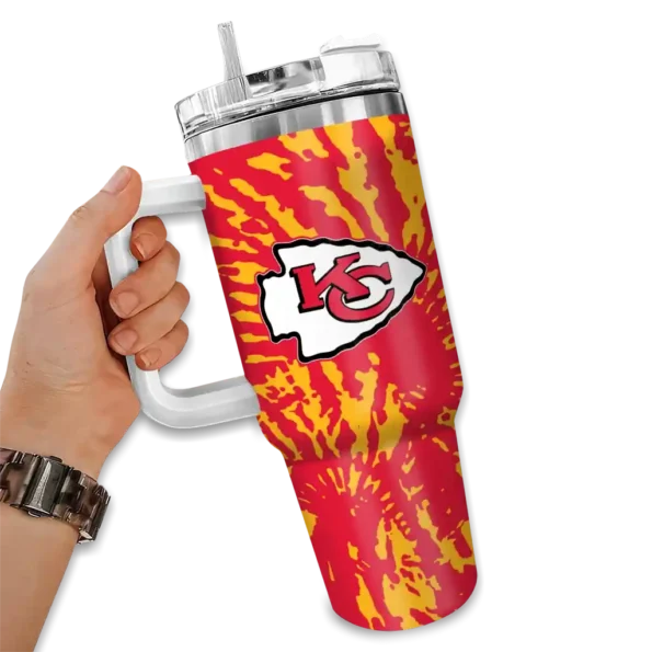 personalized kansas city chiefs burst swirl red curved tumbler fashion forward.webp