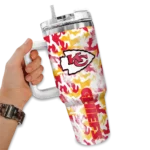 personalized kansas city chiefs camo mashup red white curved tumbler best selling.webp