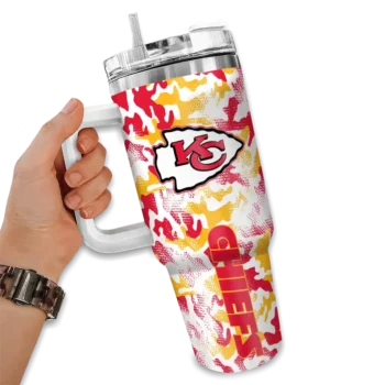 personalized kansas city chiefs camo mashup red white curved tumbler fashion forward.webp