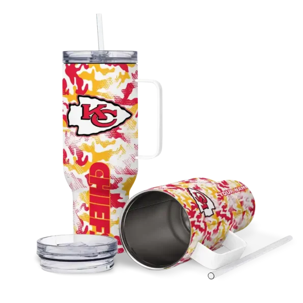 personalized kansas city chiefs camo mashup red white curved tumbler high quality.webp