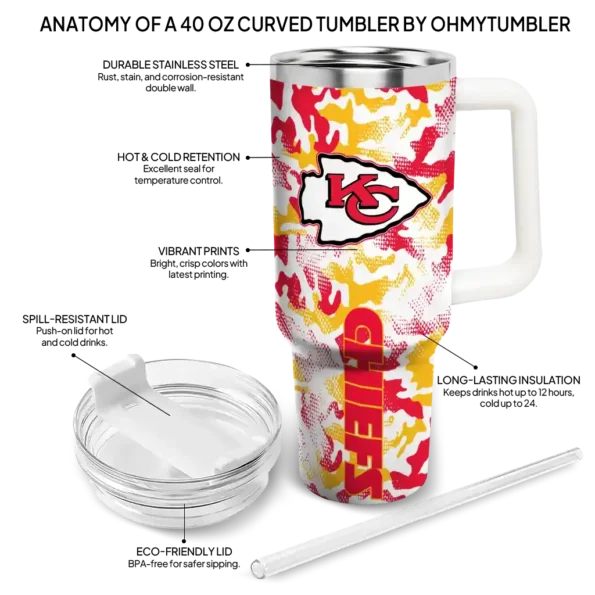 personalized kansas city chiefs camo mashup red white curved tumbler new arrival.webp