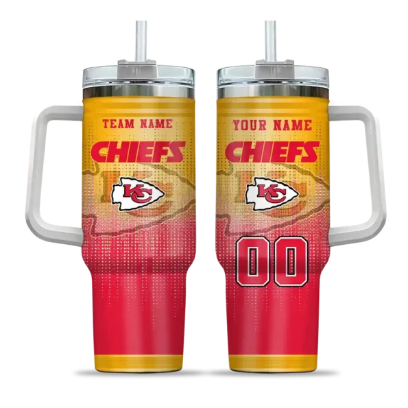 personalized kansas city chiefs gradient dots red curved tumbler best selling.webp