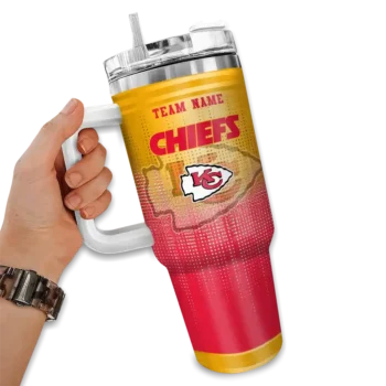 personalized kansas city chiefs gradient dots red curved tumbler fashion forward.webp