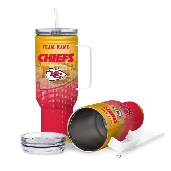 personalized kansas city chiefs gradient dots red curved tumbler high quality.webp