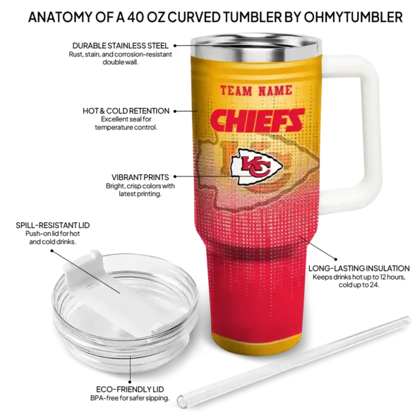 personalized kansas city chiefs gradient dots red curved tumbler new arrival.webp