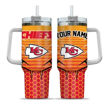 personalized kansas city chiefs hex texture red curved tumbler best selling.webp