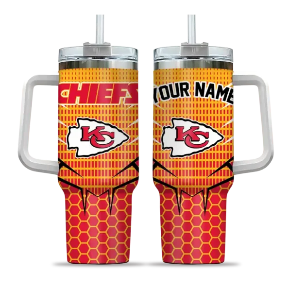 personalized kansas city chiefs hex texture red curved tumbler best selling.webp